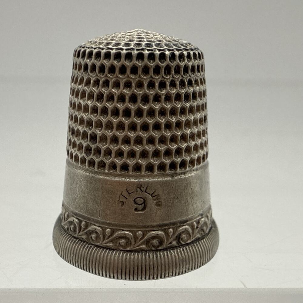 Antique Simons Bros Sterling Silver Thimble size 9 c1880's EC